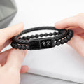 Personalised Personalised Men's Black Rune Duo Bracelet
