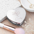 Personalised Personalised Silver Heart Birth Flower Compact Mirror