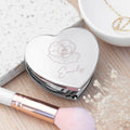 Personalised Personalised Silver Heart Birth Flower Compact Mirror