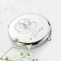 Personalised Personalised Silver Round Birth Flower Compact Mirror
