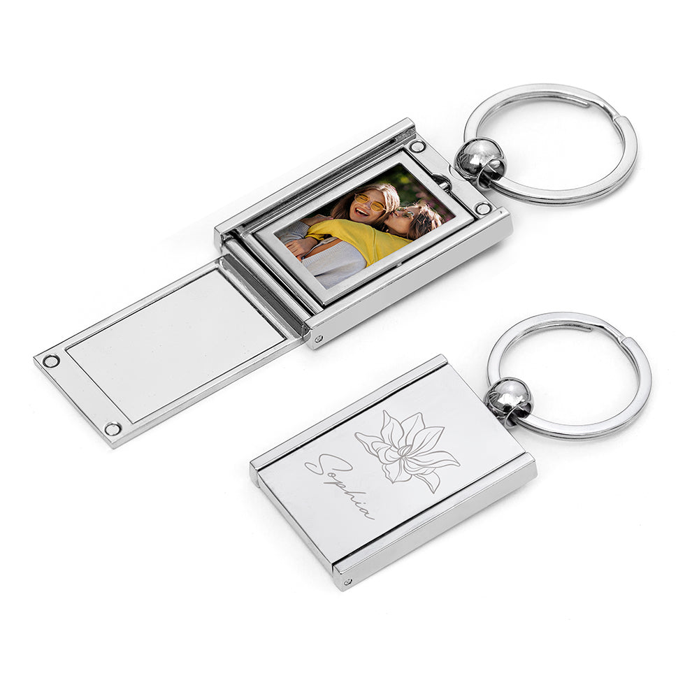 Personalised Personalised Birth Flower Frame Keyring