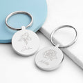 Personalised Personalised Round Birth Flower Keyring