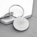 Personalised Personalised Round Birth Flower Keyring
