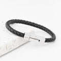 Personalised Men's Black Leather Bracelet With Tube Clasp
