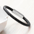 Personalised Personalised Men's Leather Anchor Bracelet With Tube Clasp