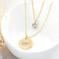 Personalised Personalised Layered Crystal Heart and Disc Necklace