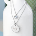 Personalised Personalised Layered Crystal Heart and Disc Necklace