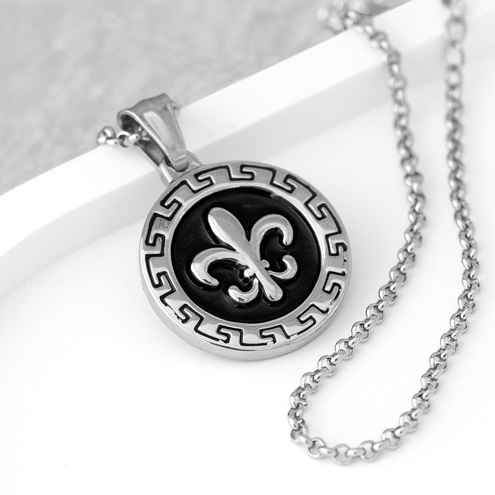 Personalised Personalised Men's Fleur-de-lis Pendant Necklace