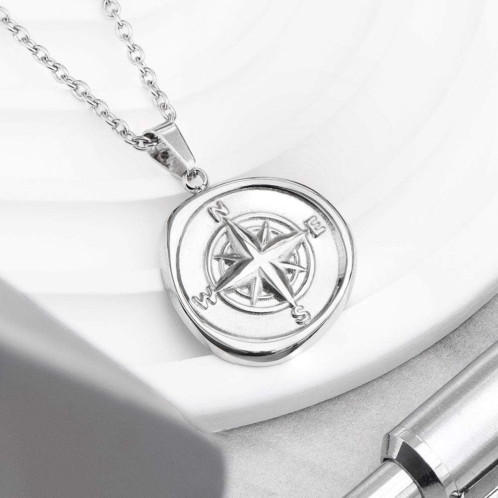 Personalised Personalised Men's Compass Amulet Necklace