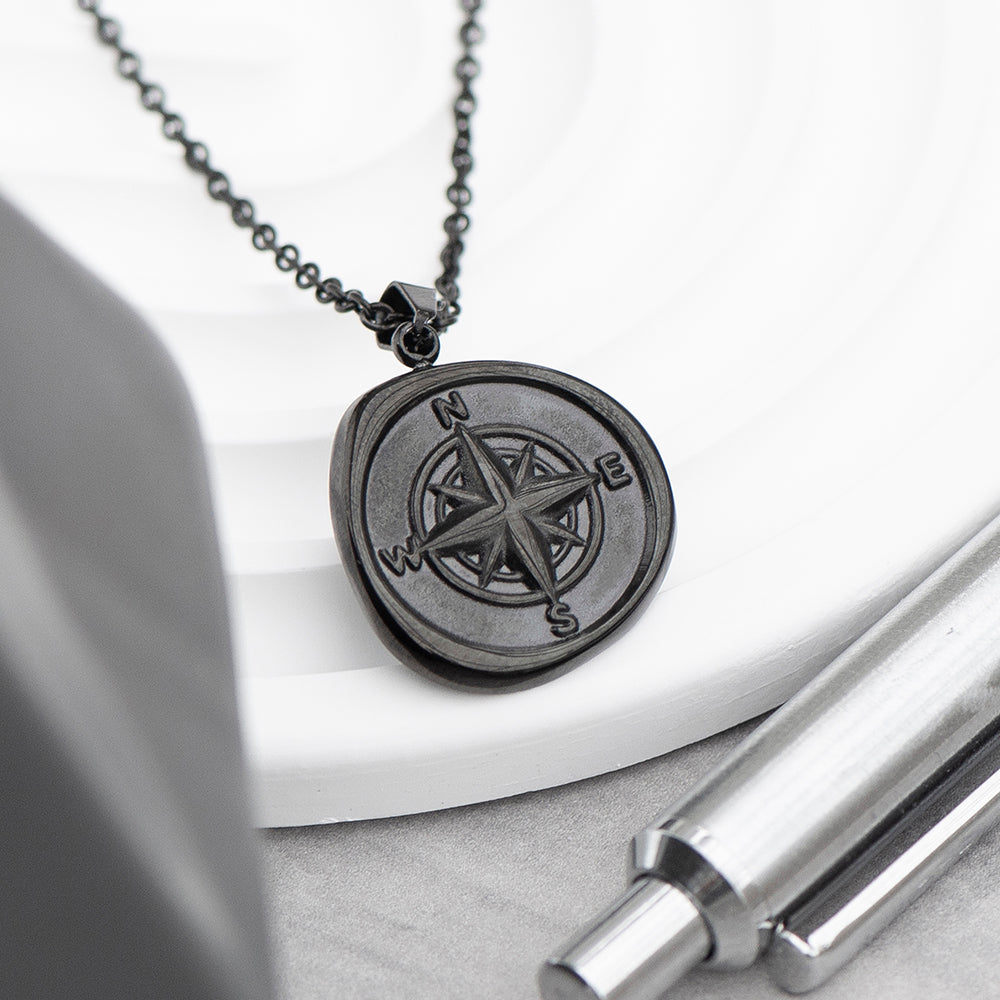 Personalised Personalised Men's Compass Amulet Necklace