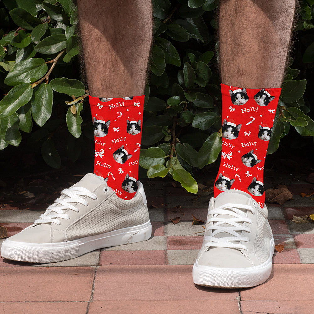 Personalised Personalised Christmas Pet Face Socks