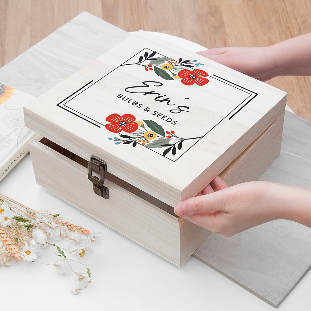 Personalised Personalised Floral Frame Accessories Box - Medium