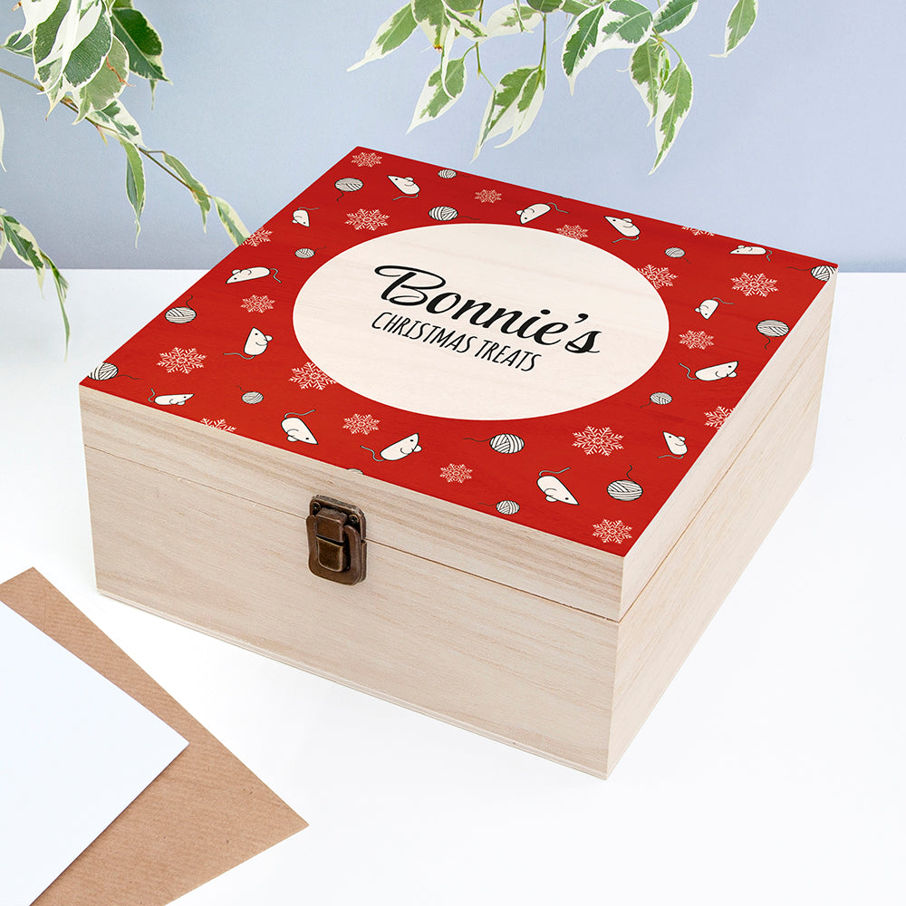 Personalised Cat Treats Christmas Box - Medium