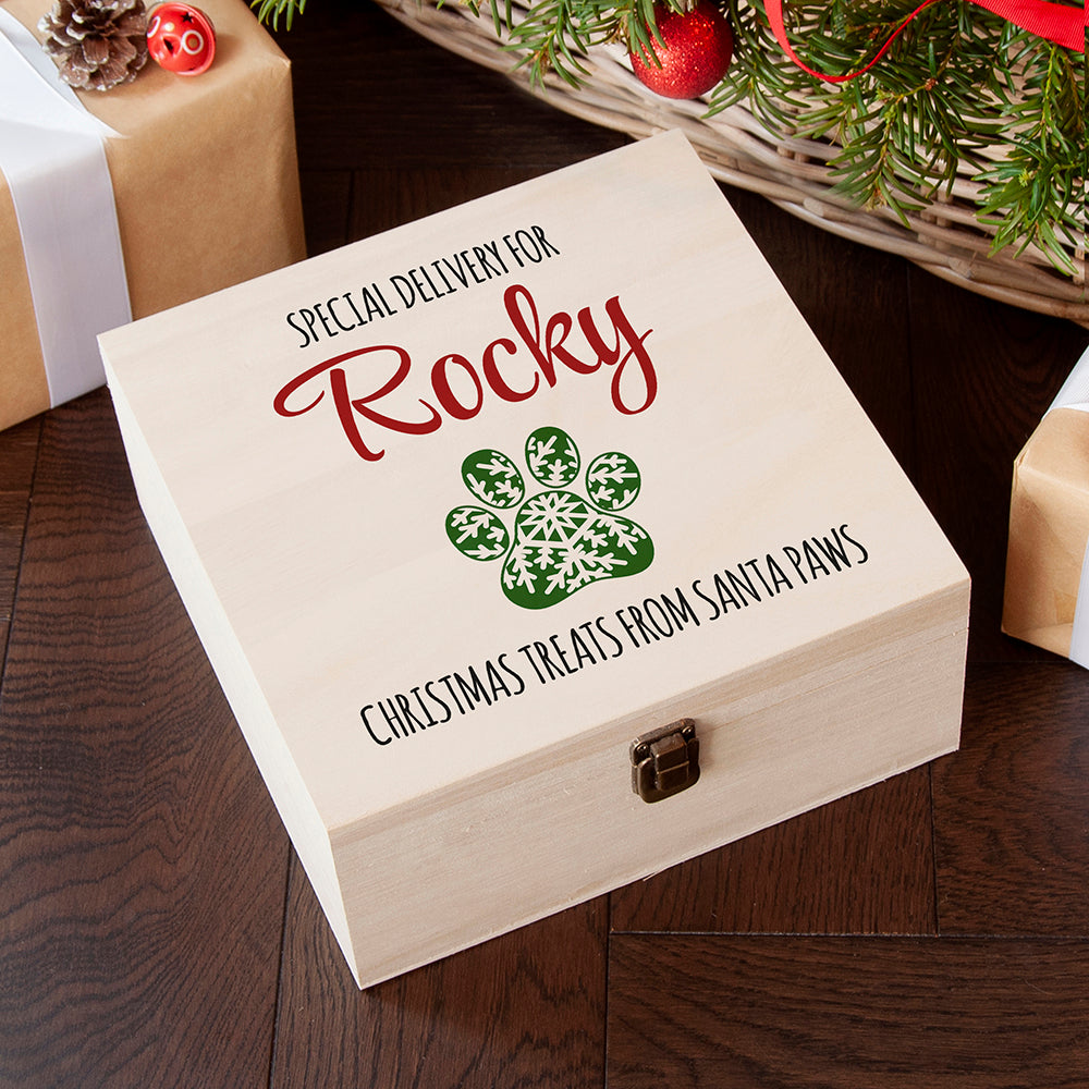 Personalised Pet Paw Christmas Treats Box - Medium