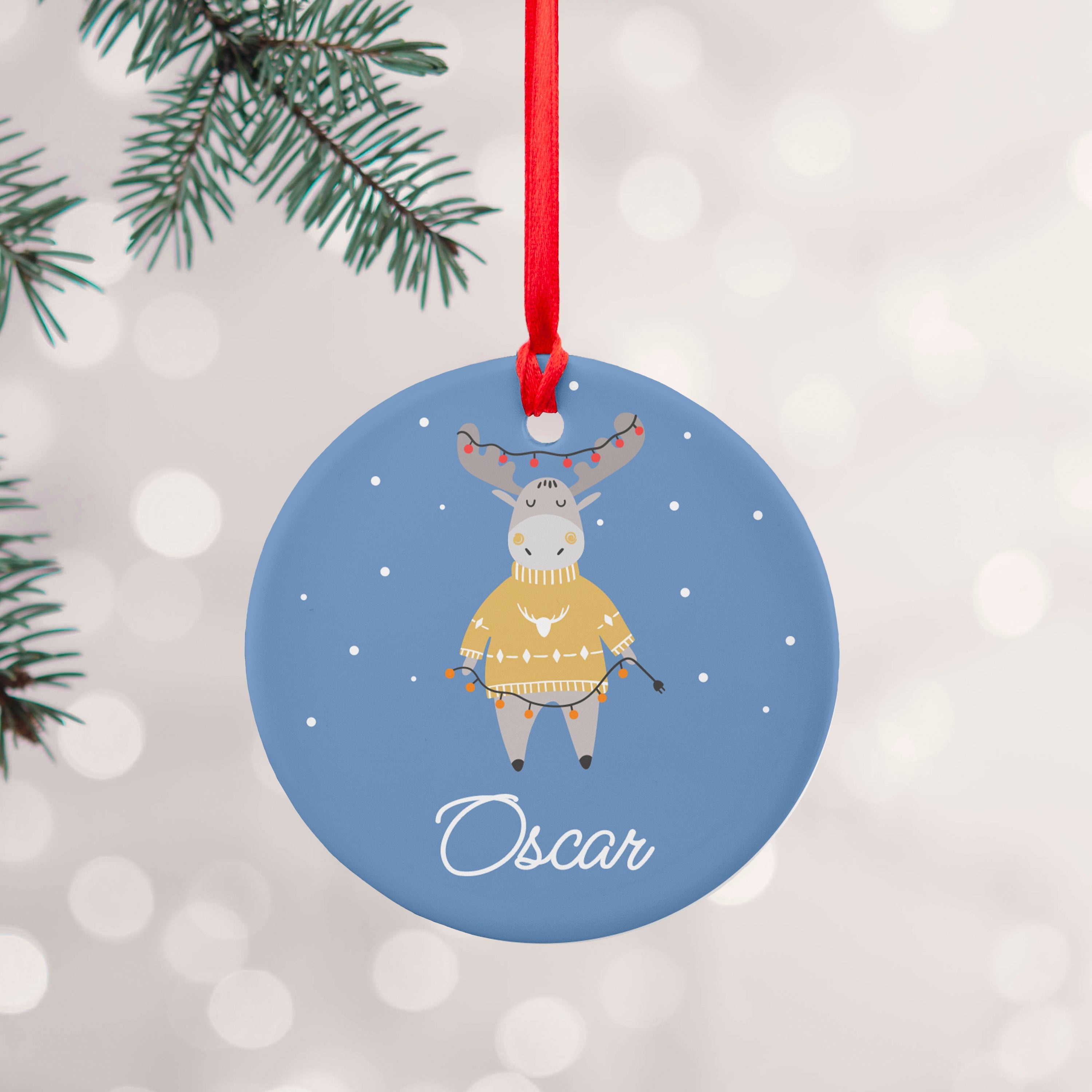 Personalised Personalised Festive Moose Christmas Decoration