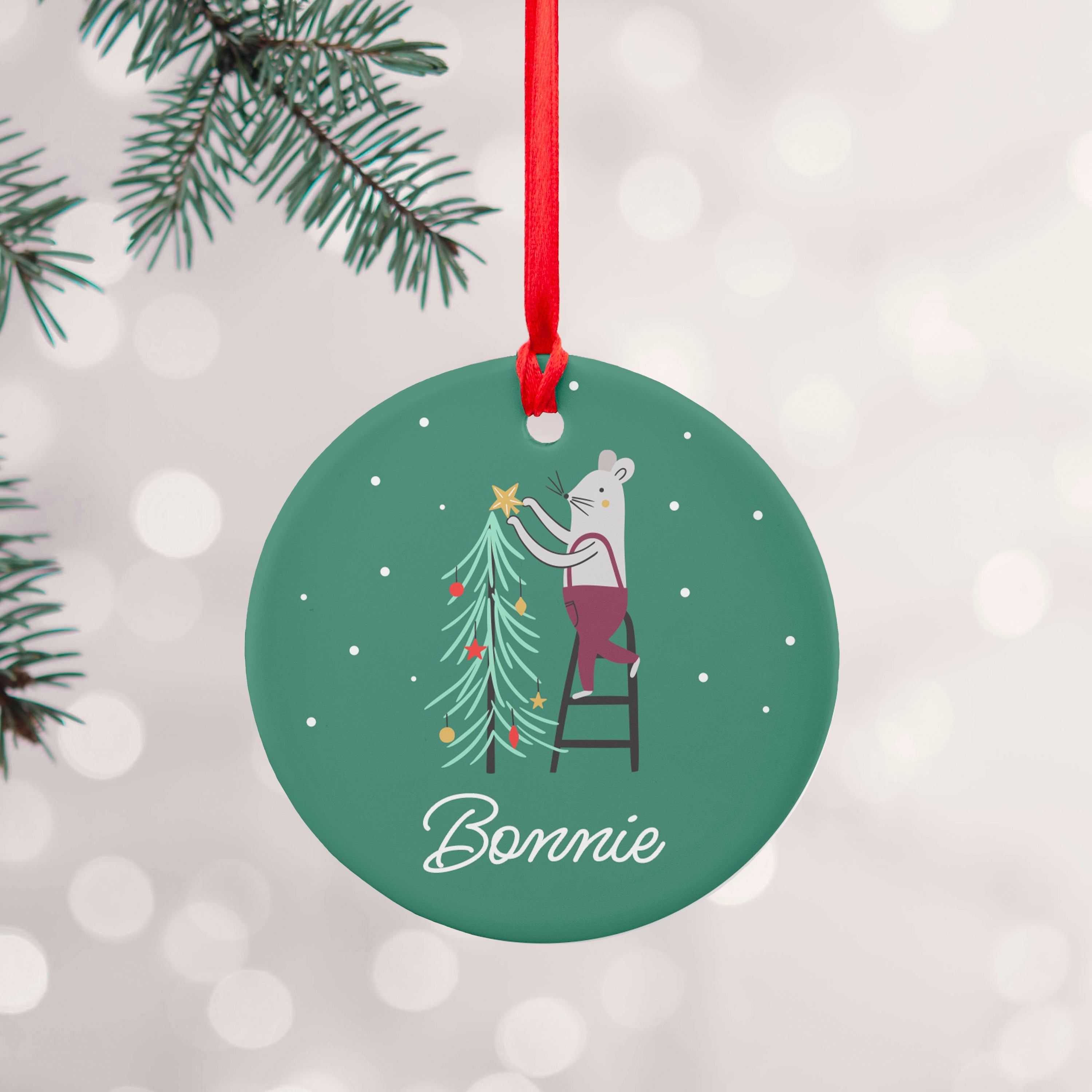 Personalised Personalised Christmas Mouse Ceramic Decoration