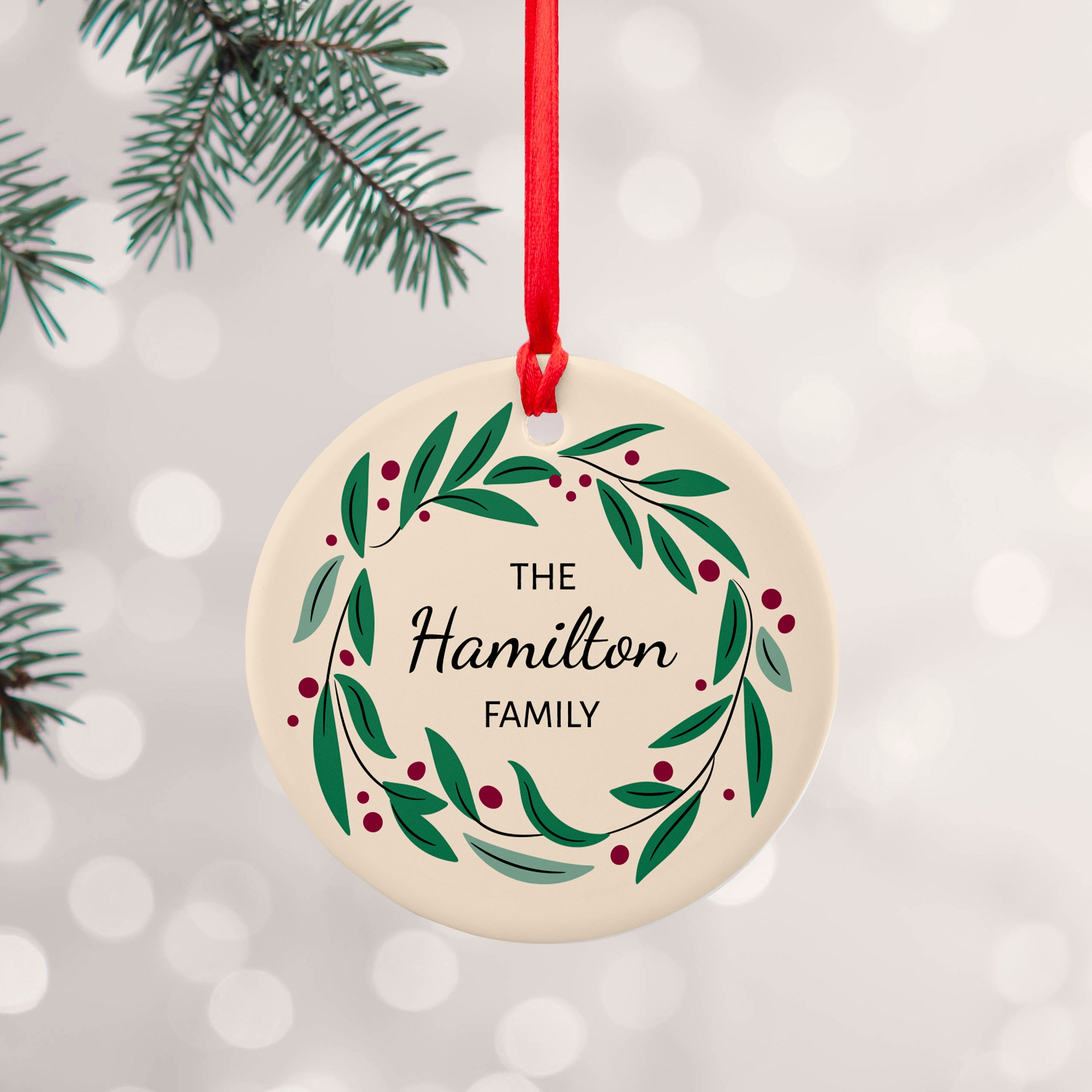 Personalised Personalised Family Wreath Christmas Decoration