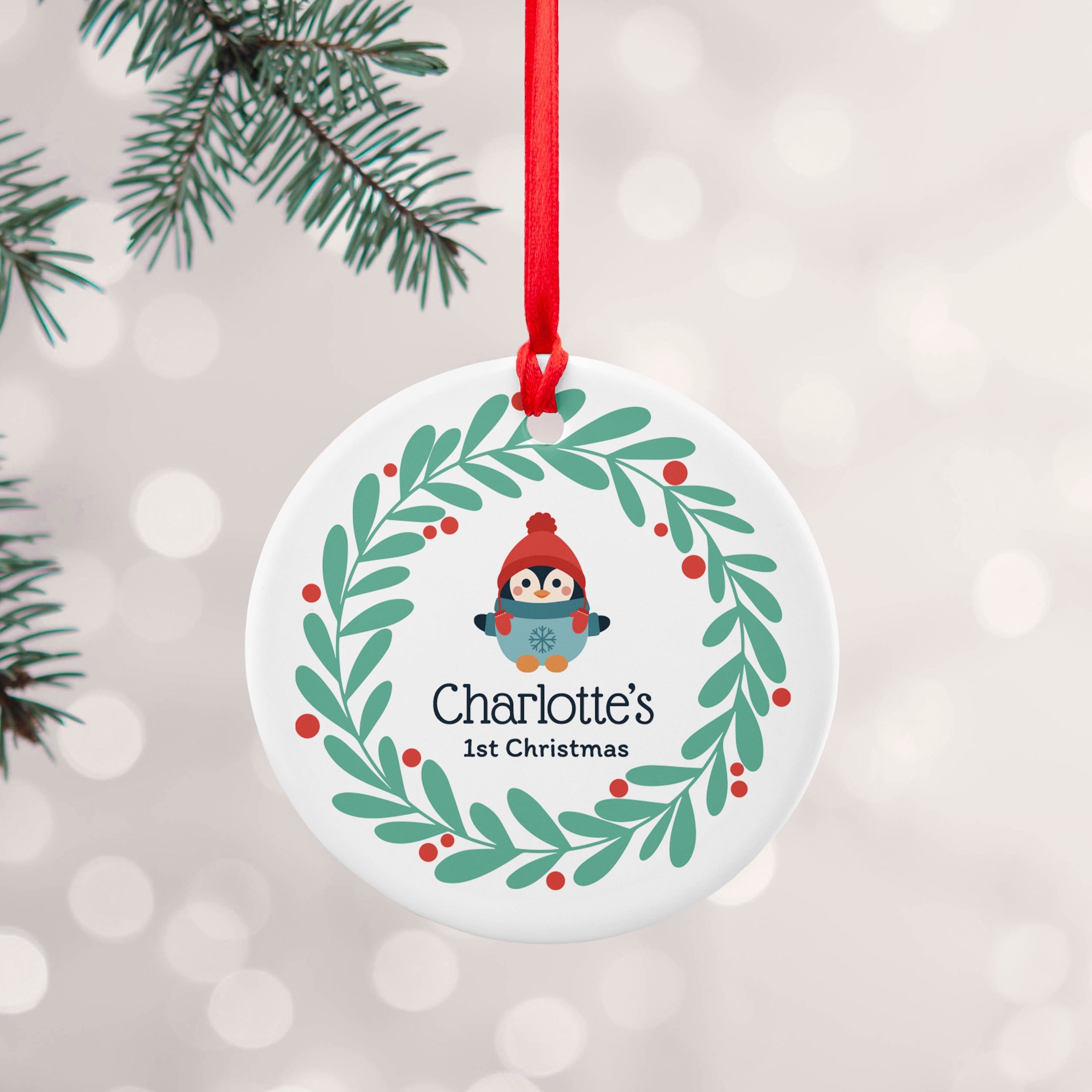 Personalised Personalised Baby Penguin 1st Christmas Decoration