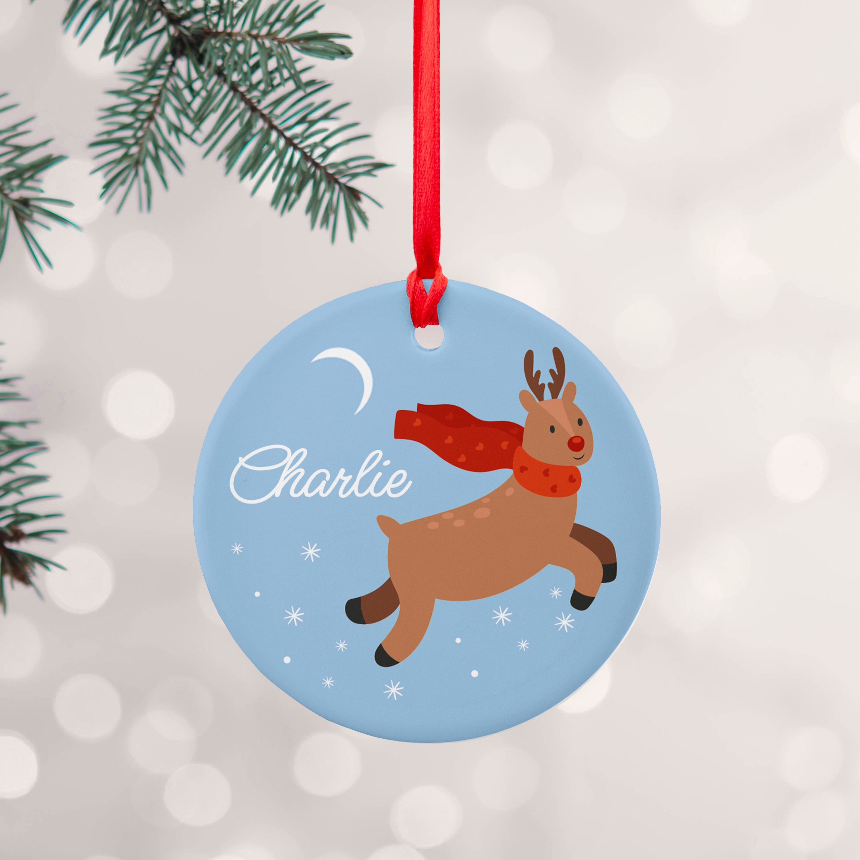 Personalised Personalised Flying Rudolph Christmas Decoration