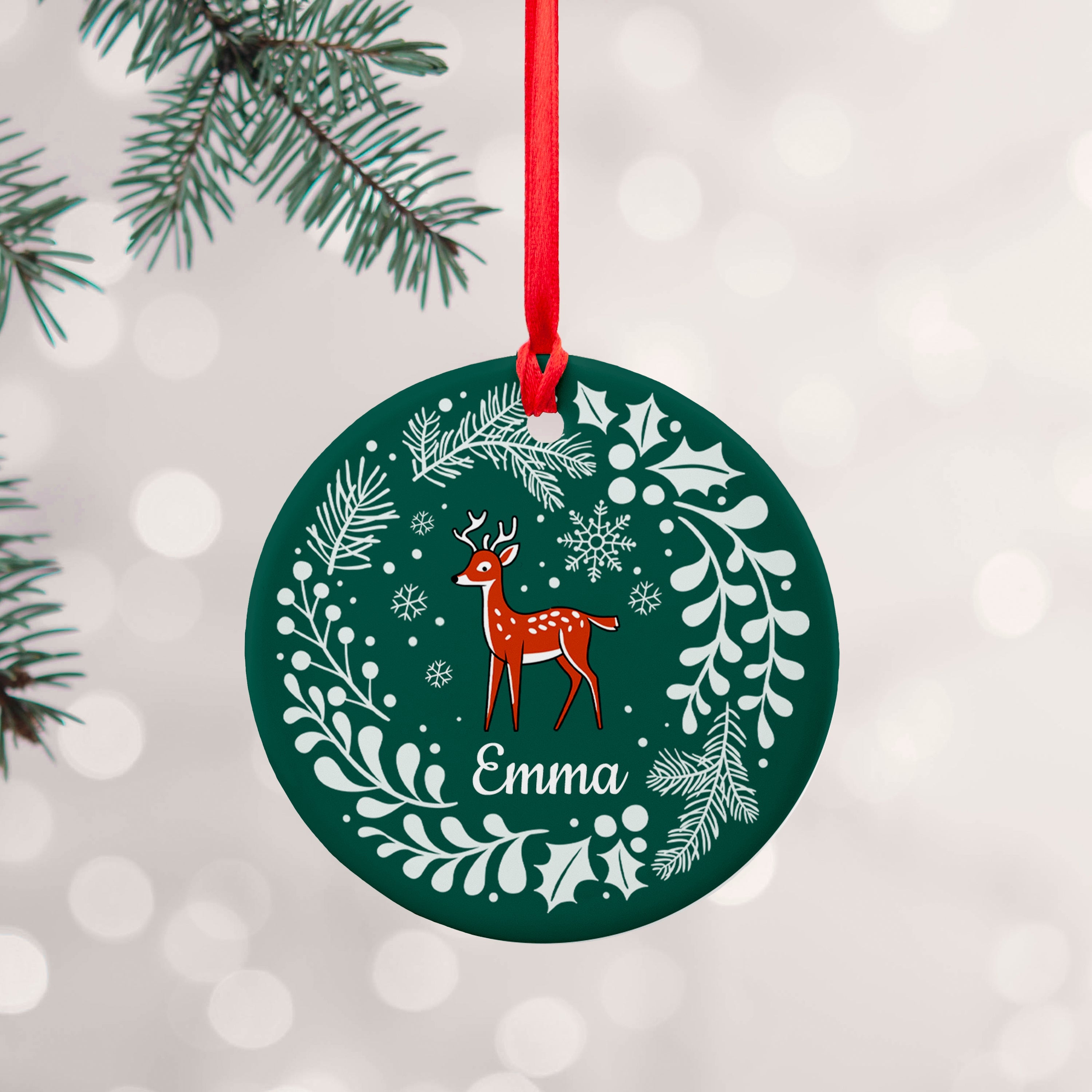 Personalised Personalised Woodland Deer Ceramic Decoration
