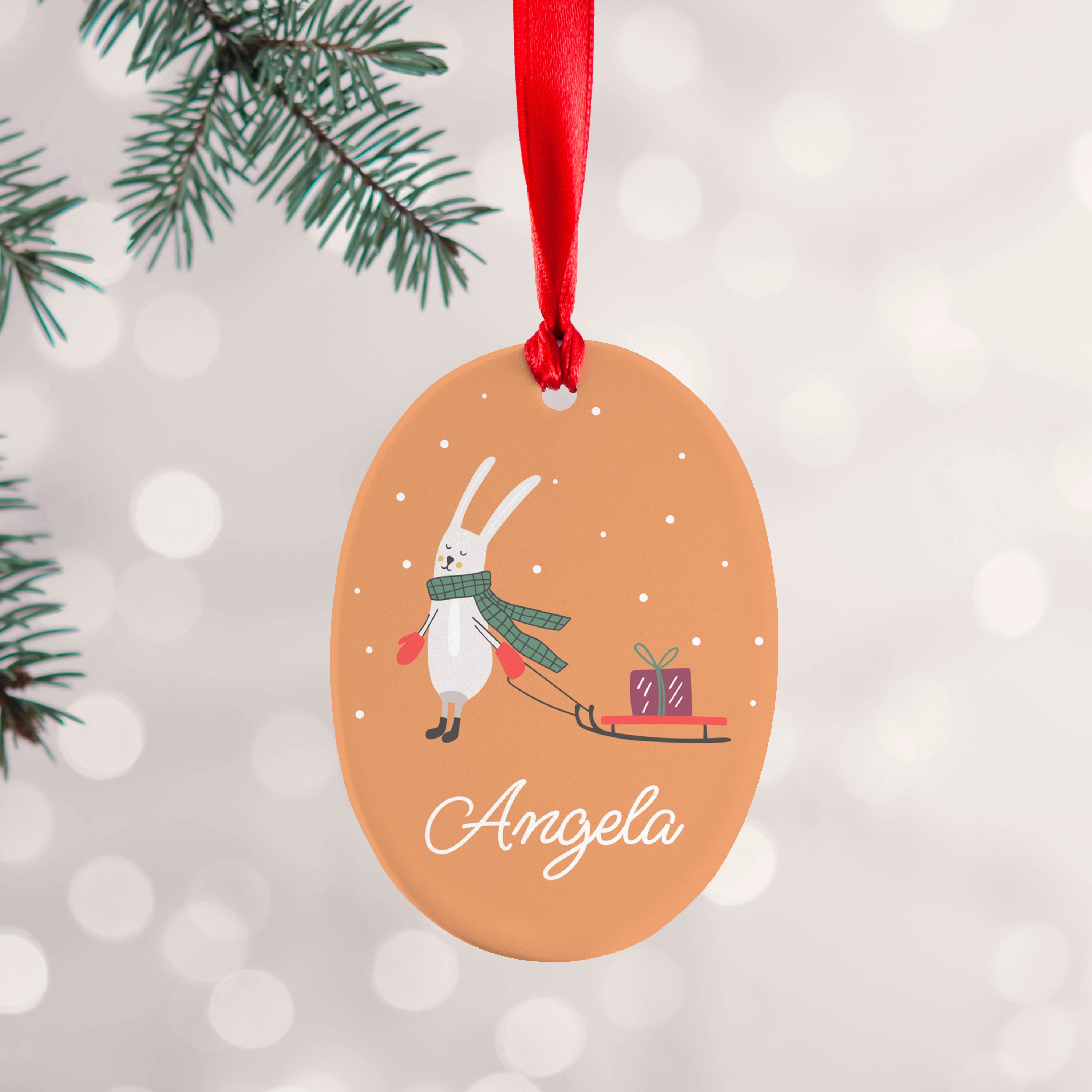 Personalised Personalised Sleigh Rabbit Christmas Decoration