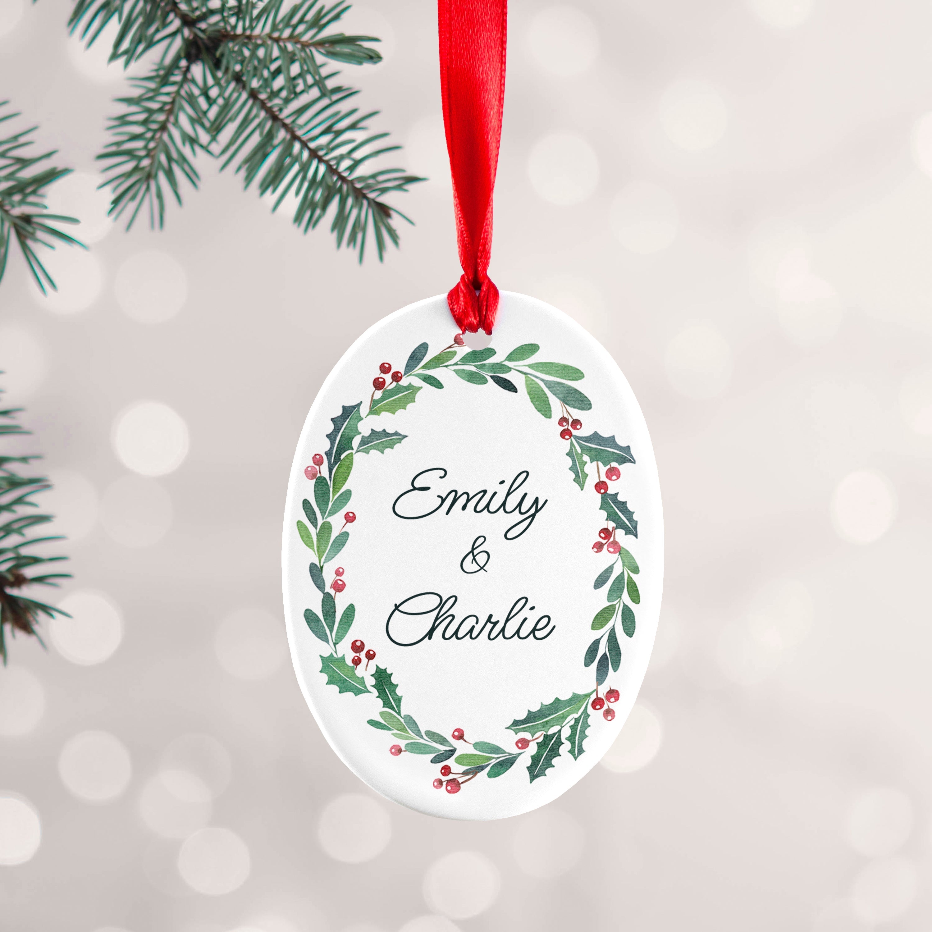 Personalised Personalised Couples Wreath Christmas Decoration