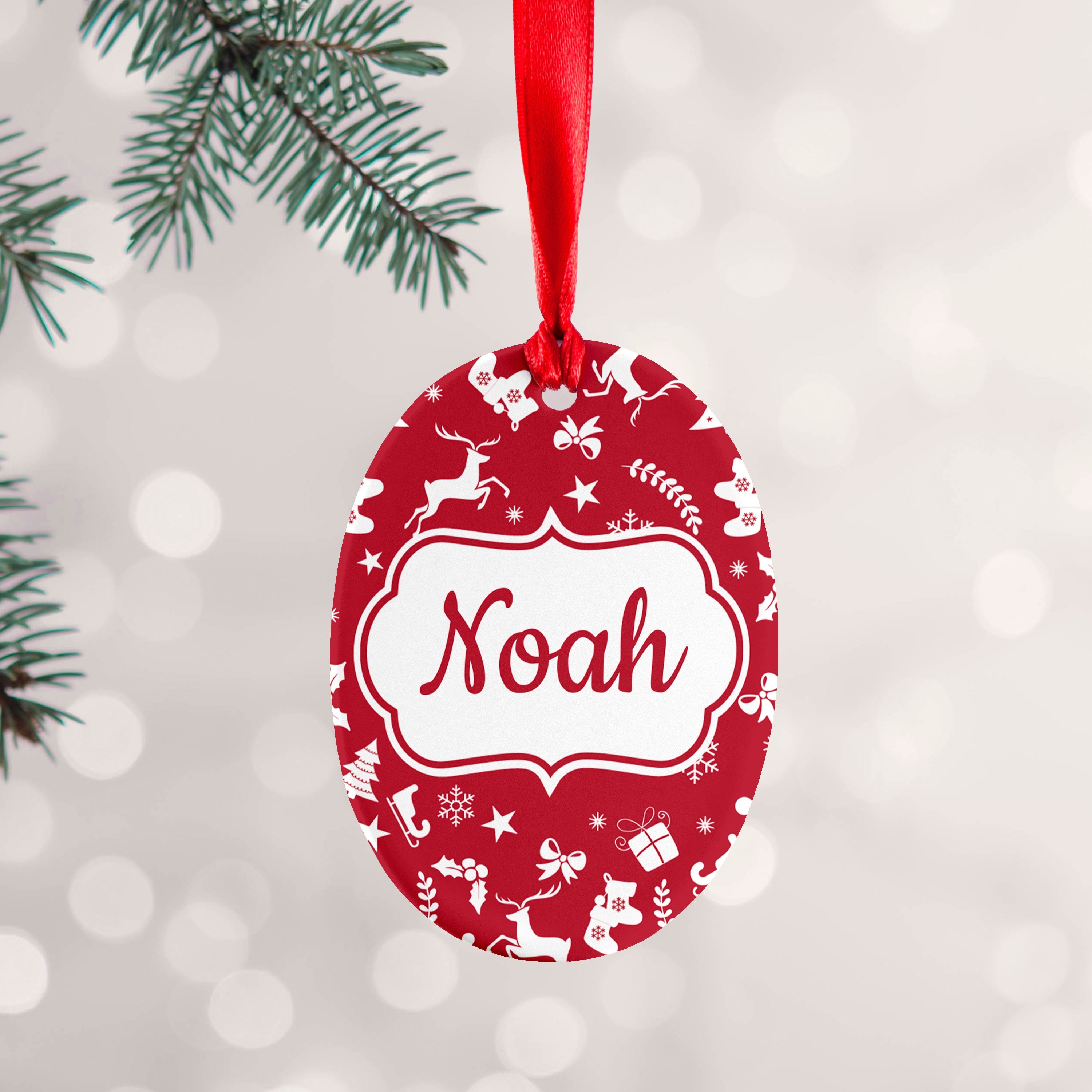 Personalised Personalised Festive Pattern Ceramic Decoration