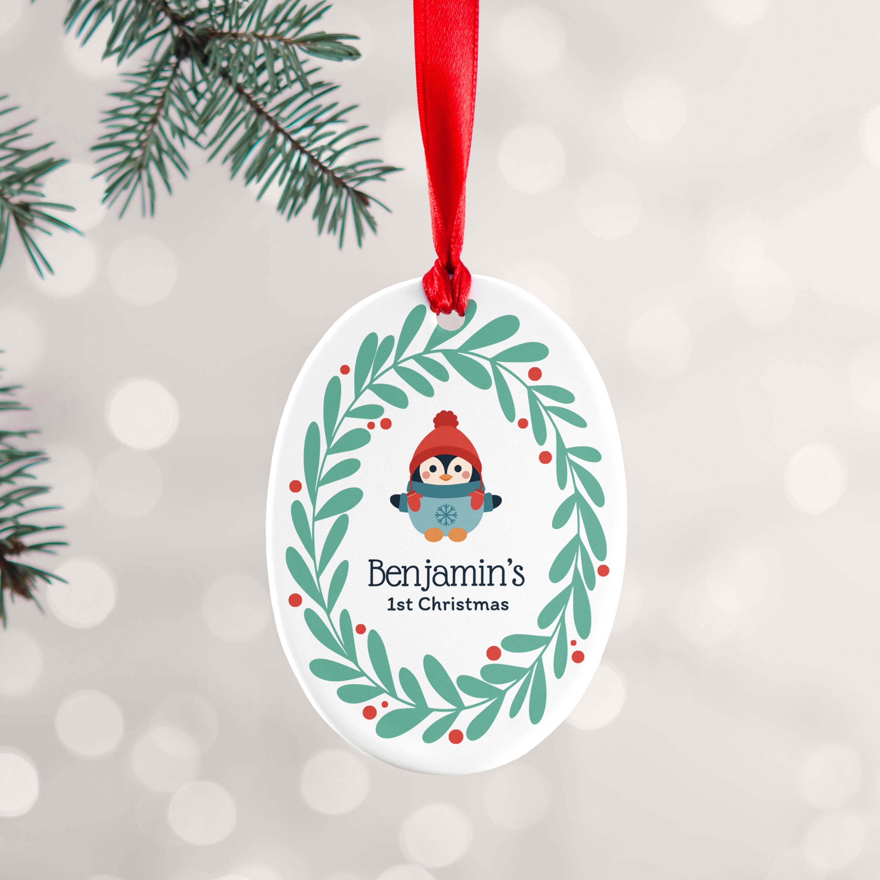 Personalised Personalised Baby Penguin 1st Christmas Decoration