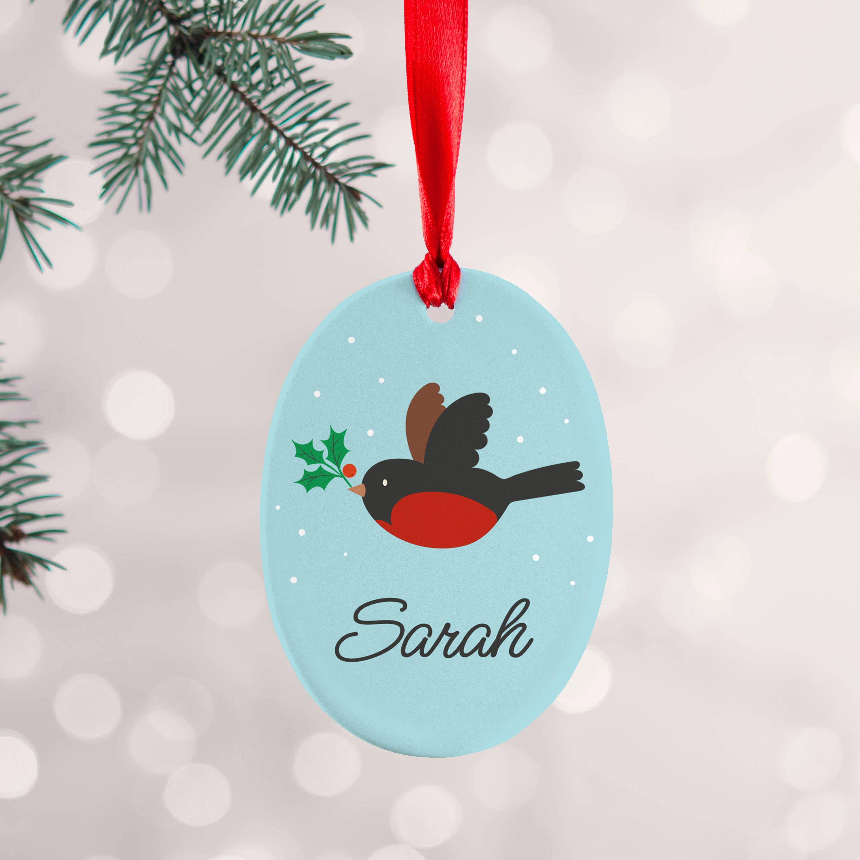 Personalised Personalised Holly Robin Christmas Decoration