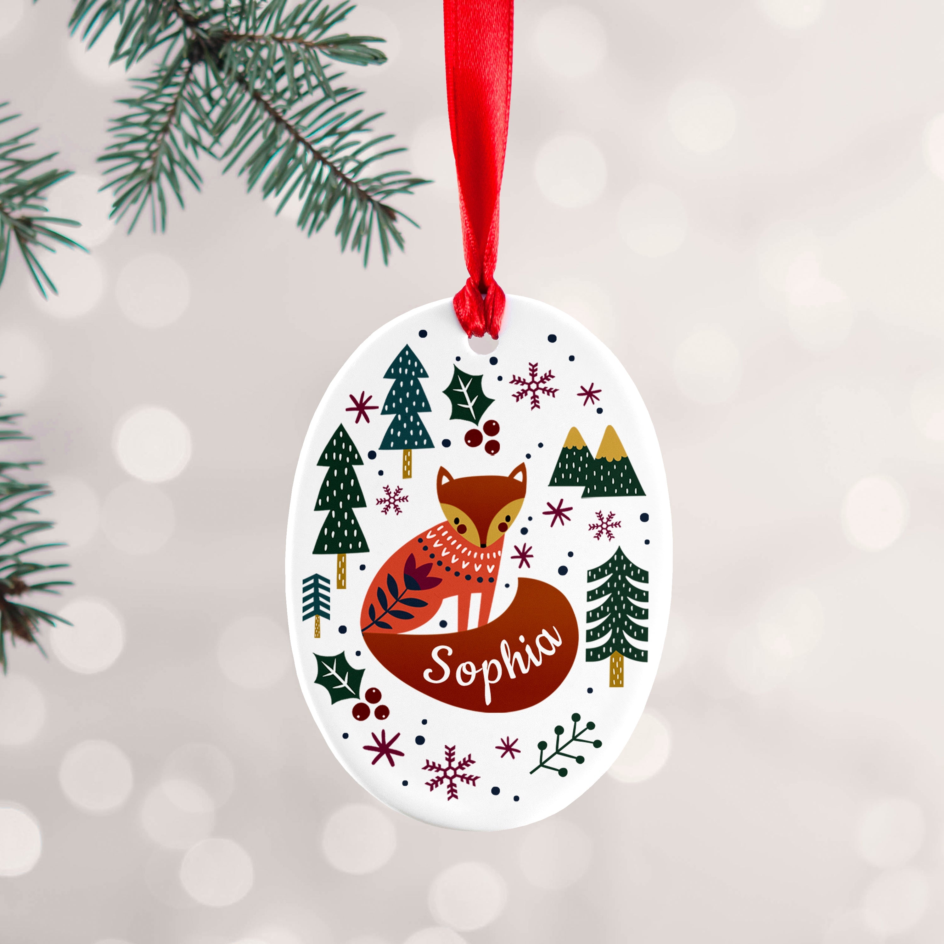 Personalised Personalised Scandi Fox Christmas Decoration