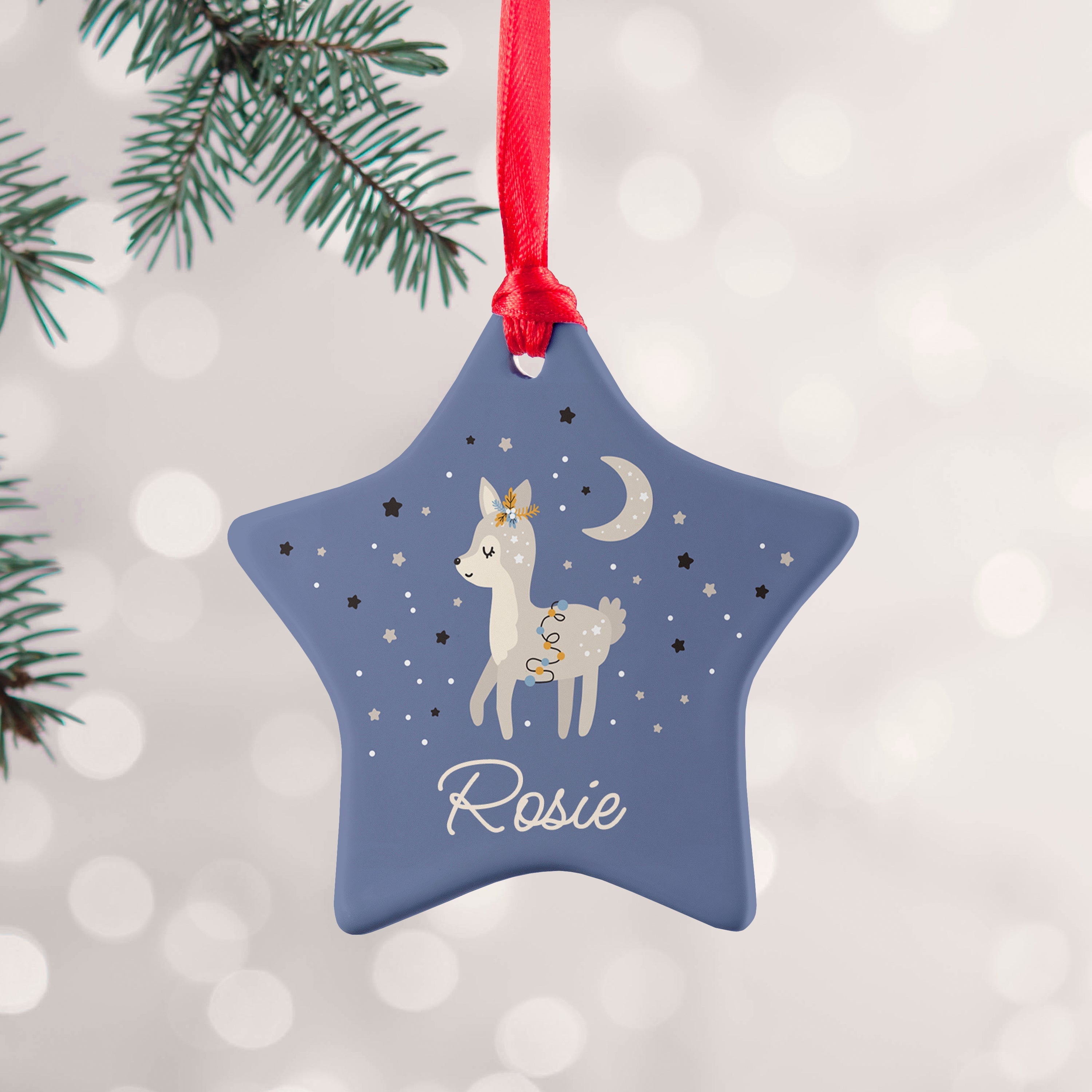 Personalised Personalised Moonlit Fawn Christmas Decoration
