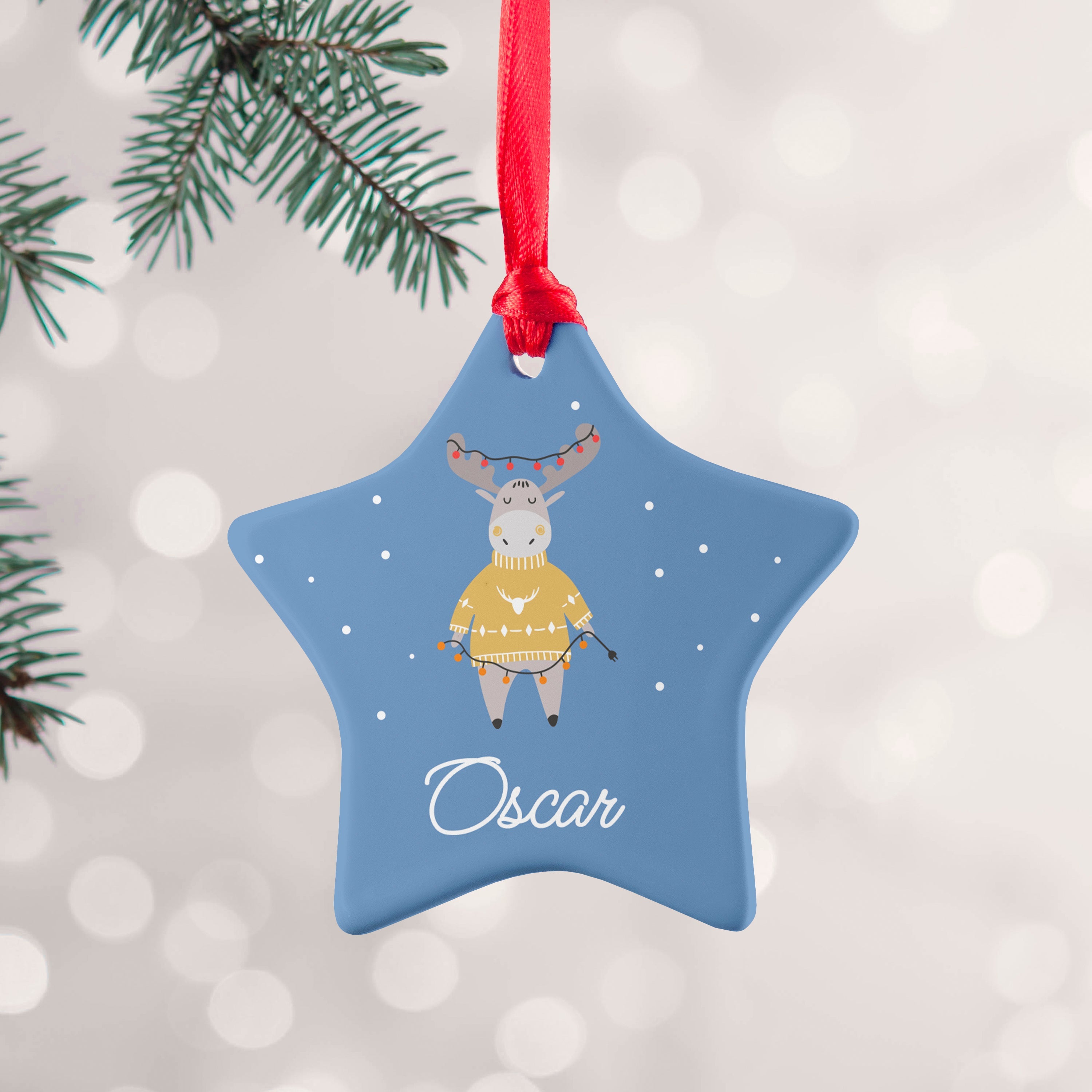 Personalised Personalised Festive Moose Christmas Decoration