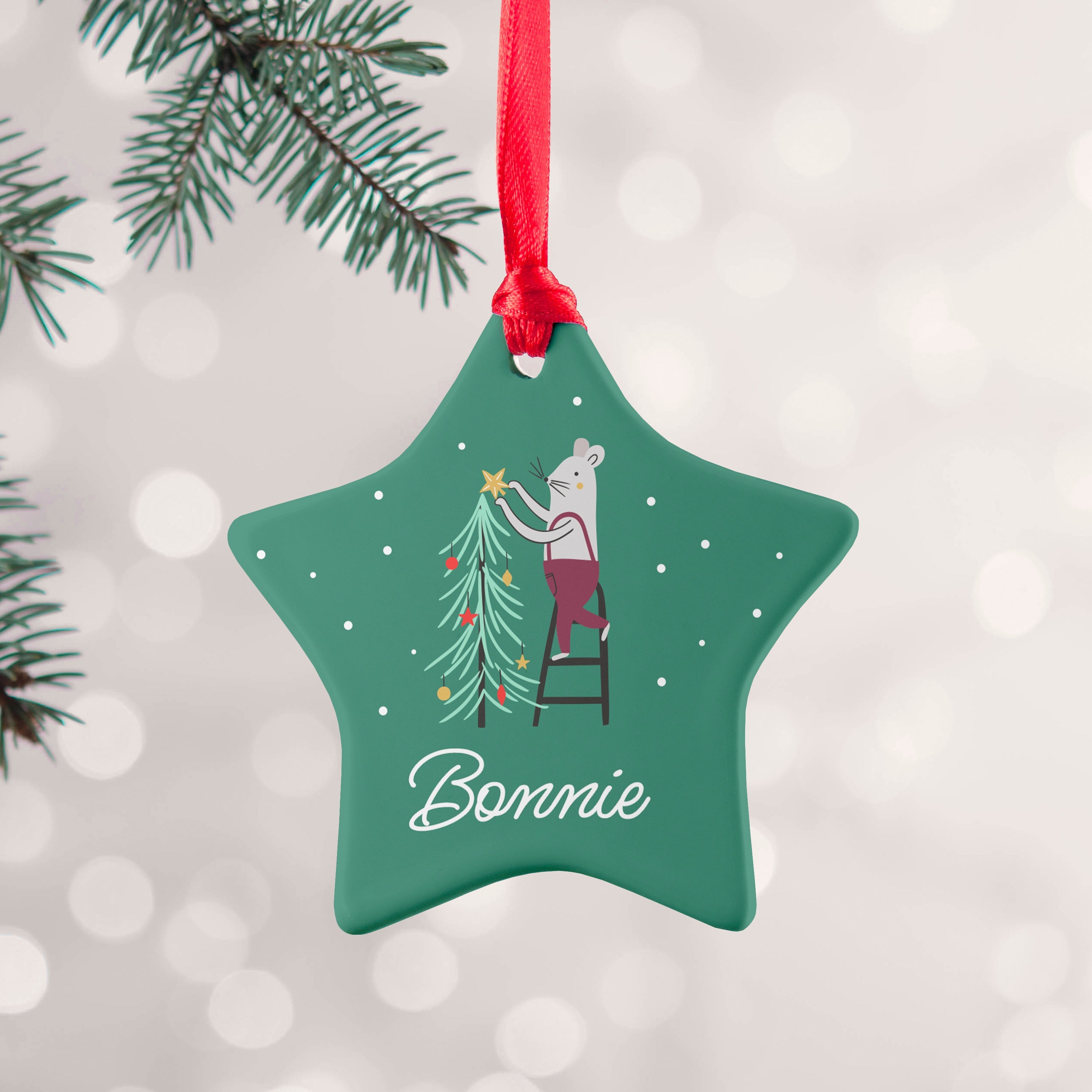 Personalised Personalised Christmas Mouse Ceramic Decoration
