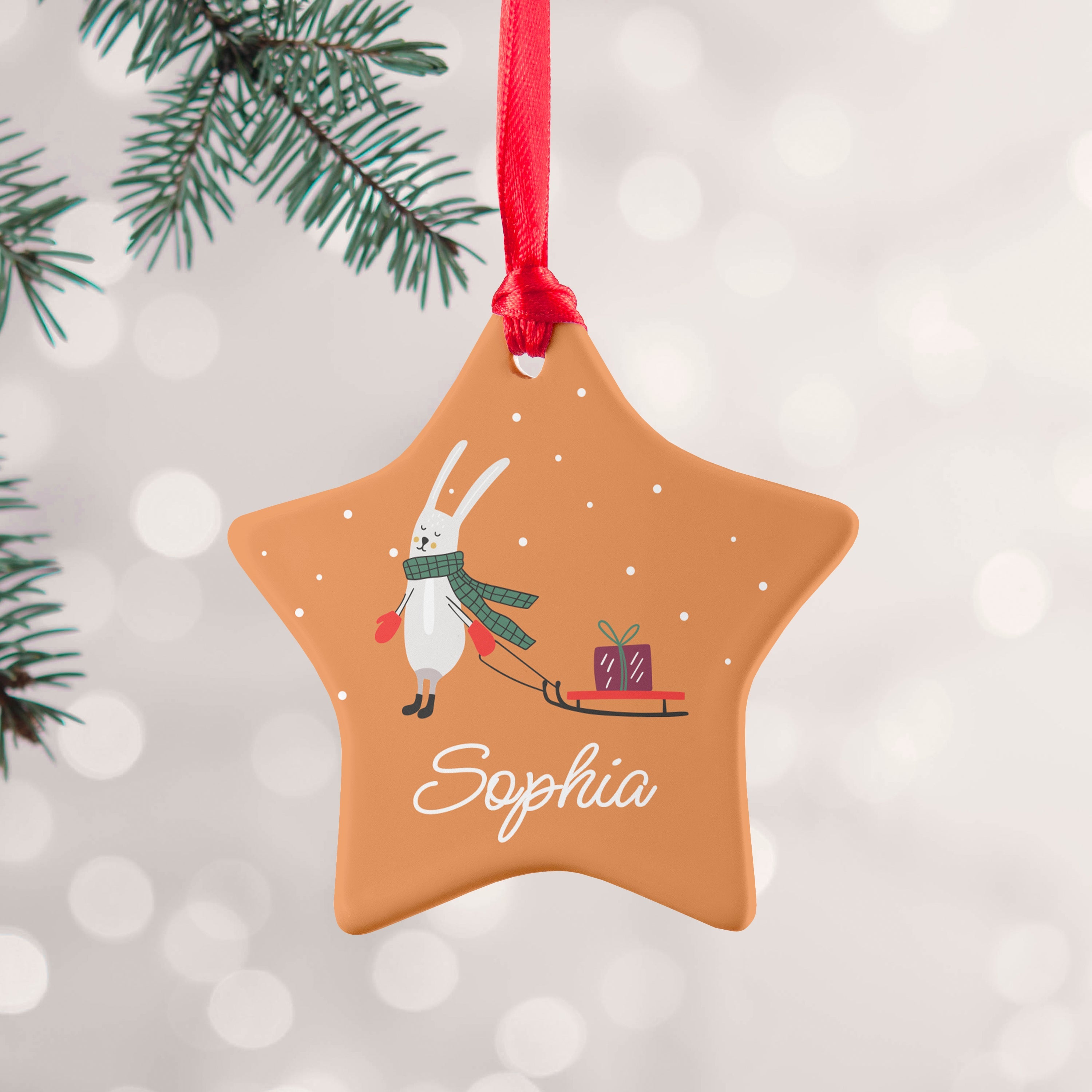 Personalised Personalised Sleigh Rabbit Christmas Decoration