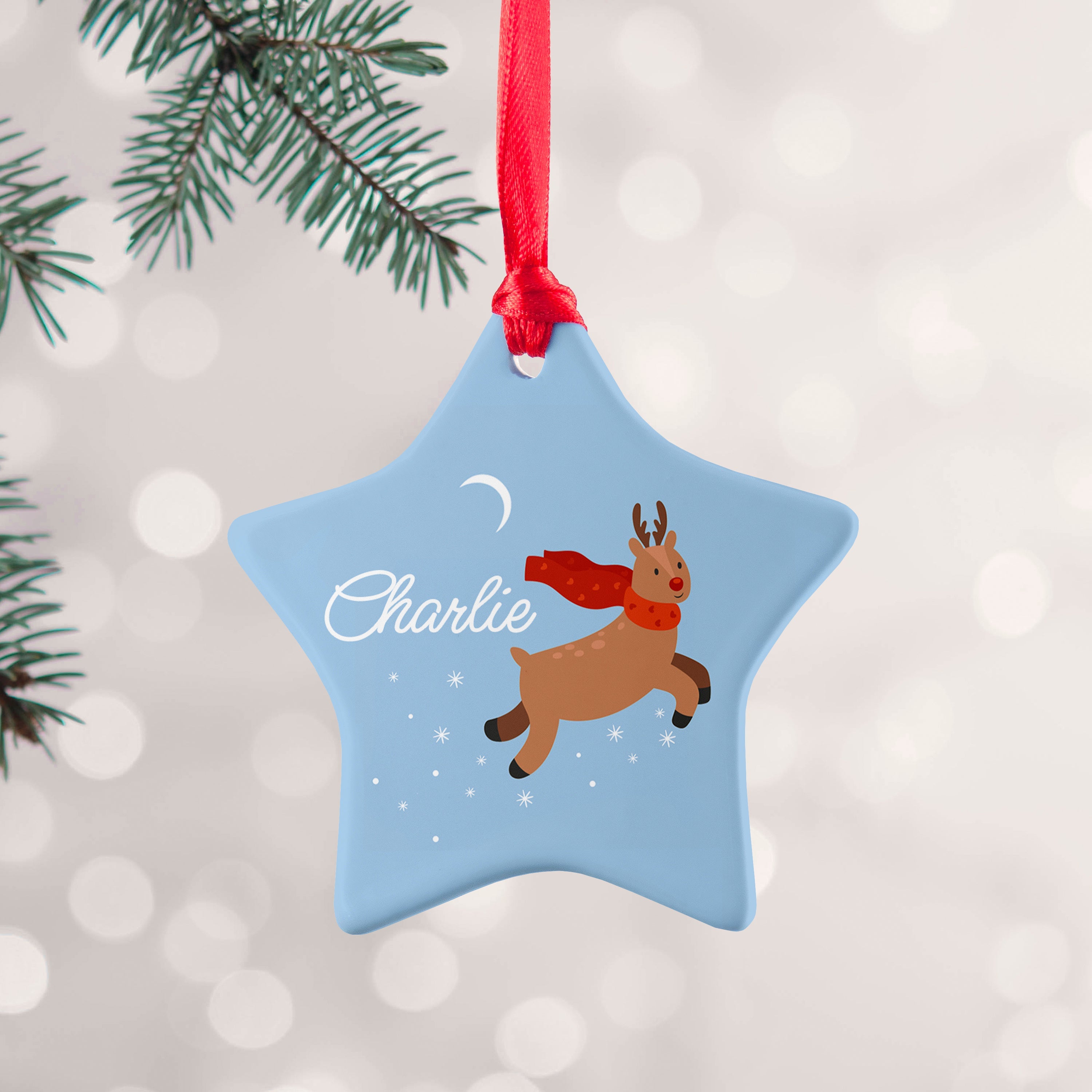 Personalised Personalised Flying Rudolph Christmas Decoration