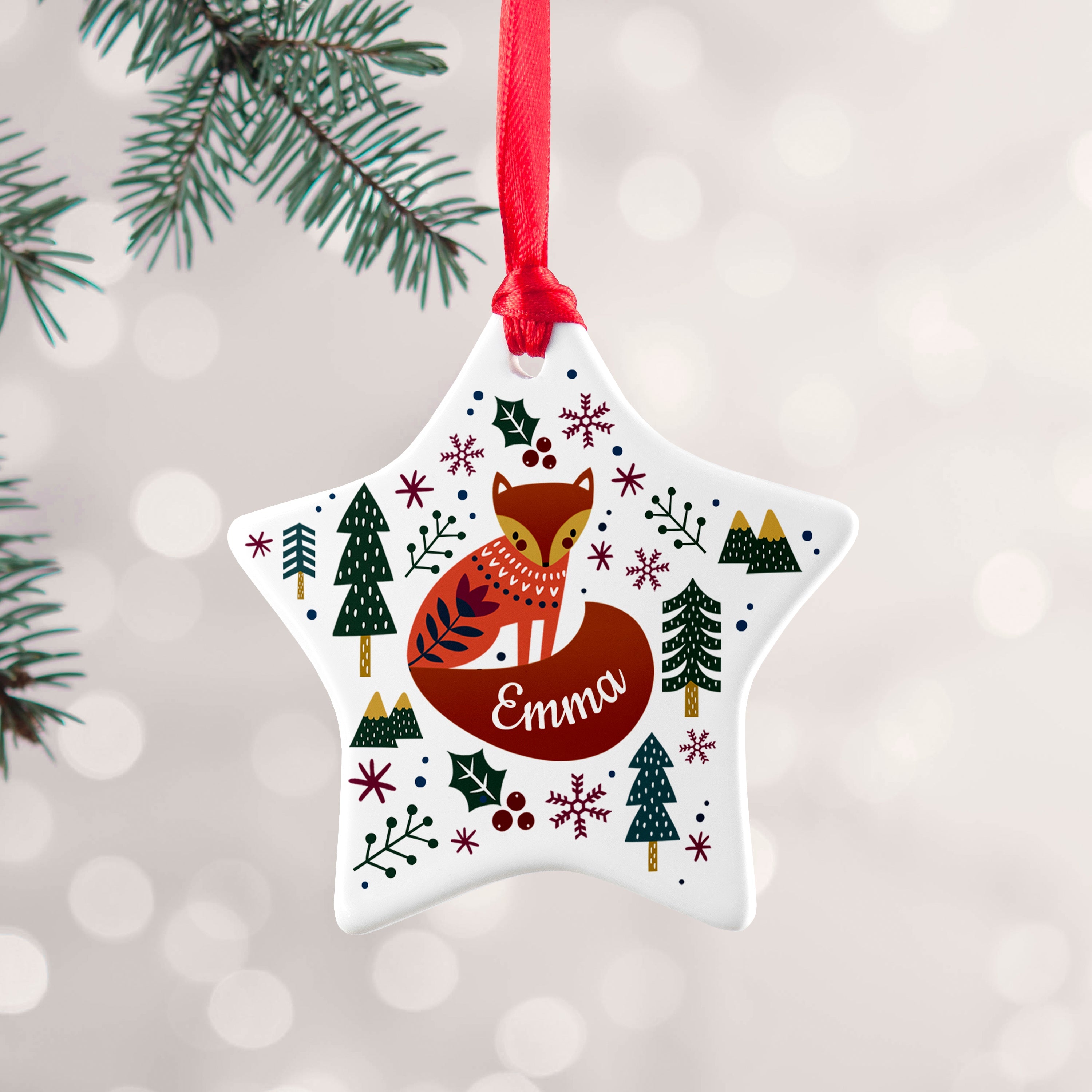 Personalised Personalised Scandi Fox Christmas Decoration