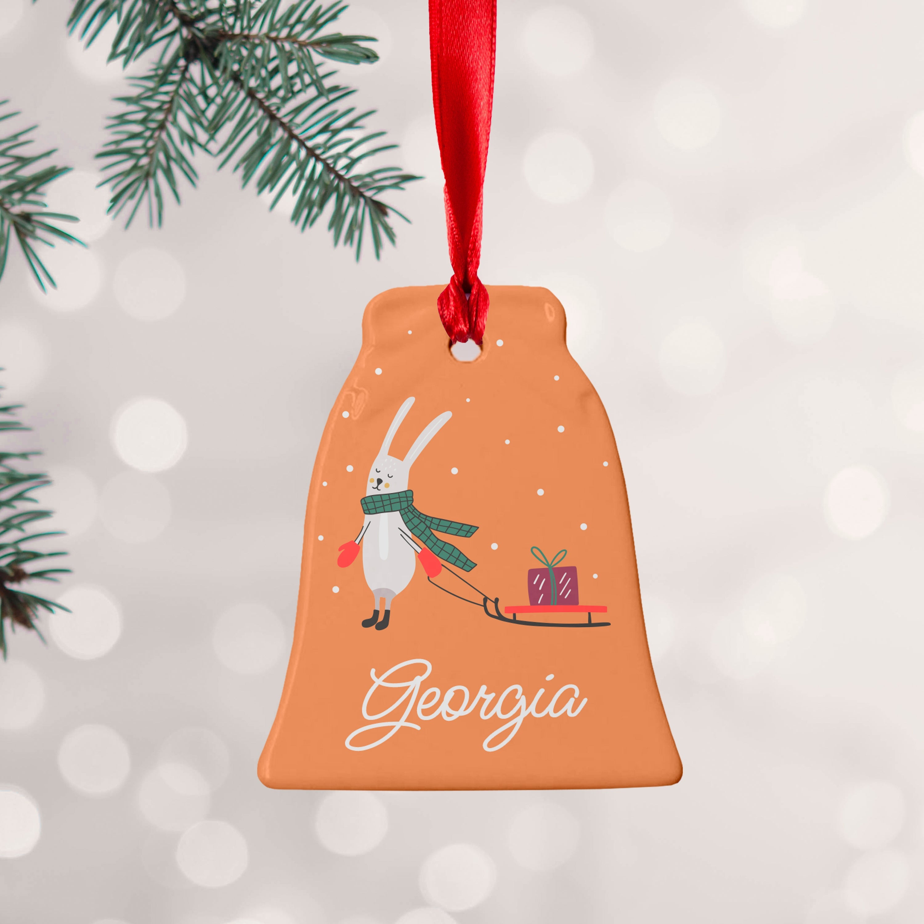 Personalised Personalised Sleigh Rabbit Christmas Decoration