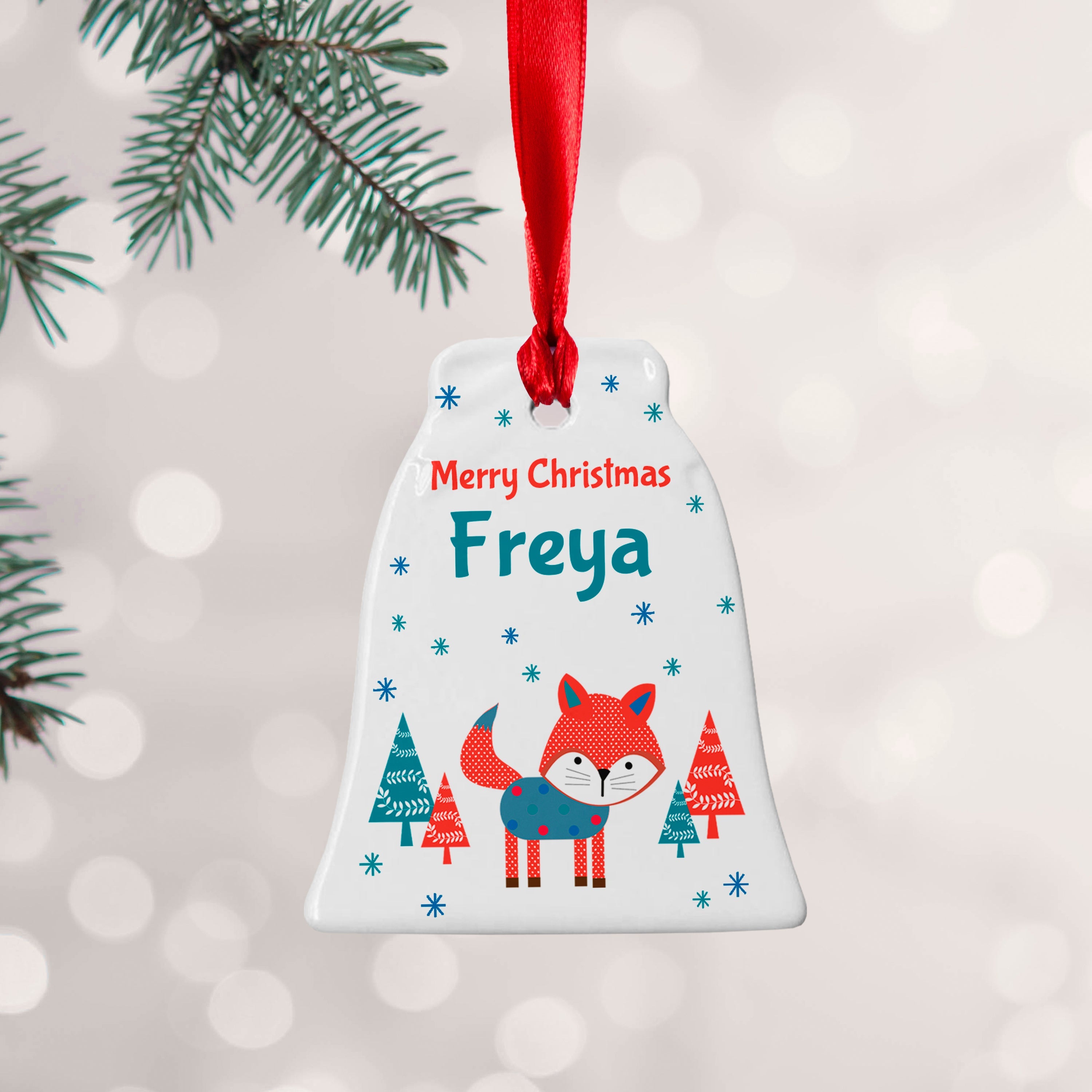 Personalised Personalised Winter Fox Ceramic Decoration