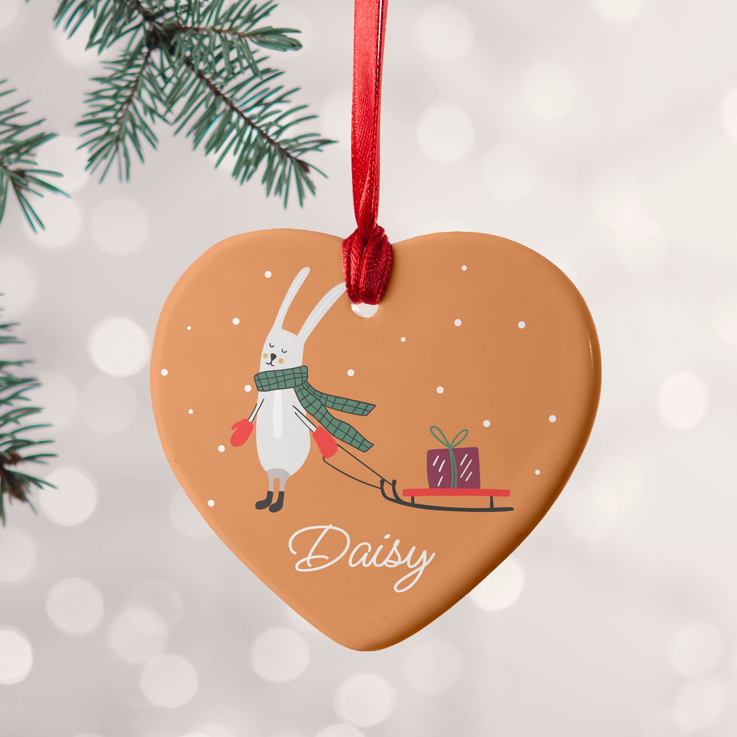 Personalised Personalised Sleigh Rabbit Christmas Decoration