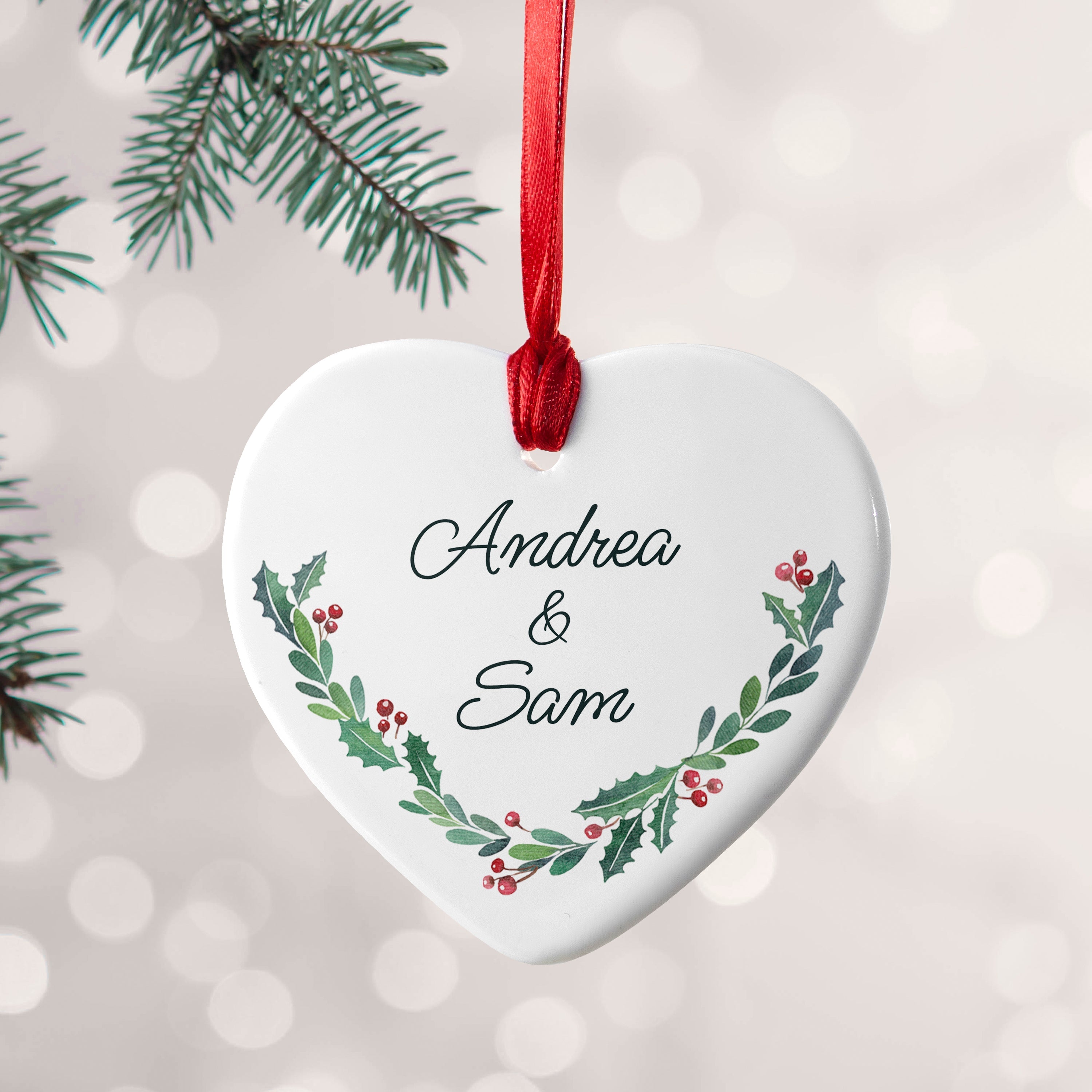 Personalised Personalised Couples Wreath Christmas Decoration