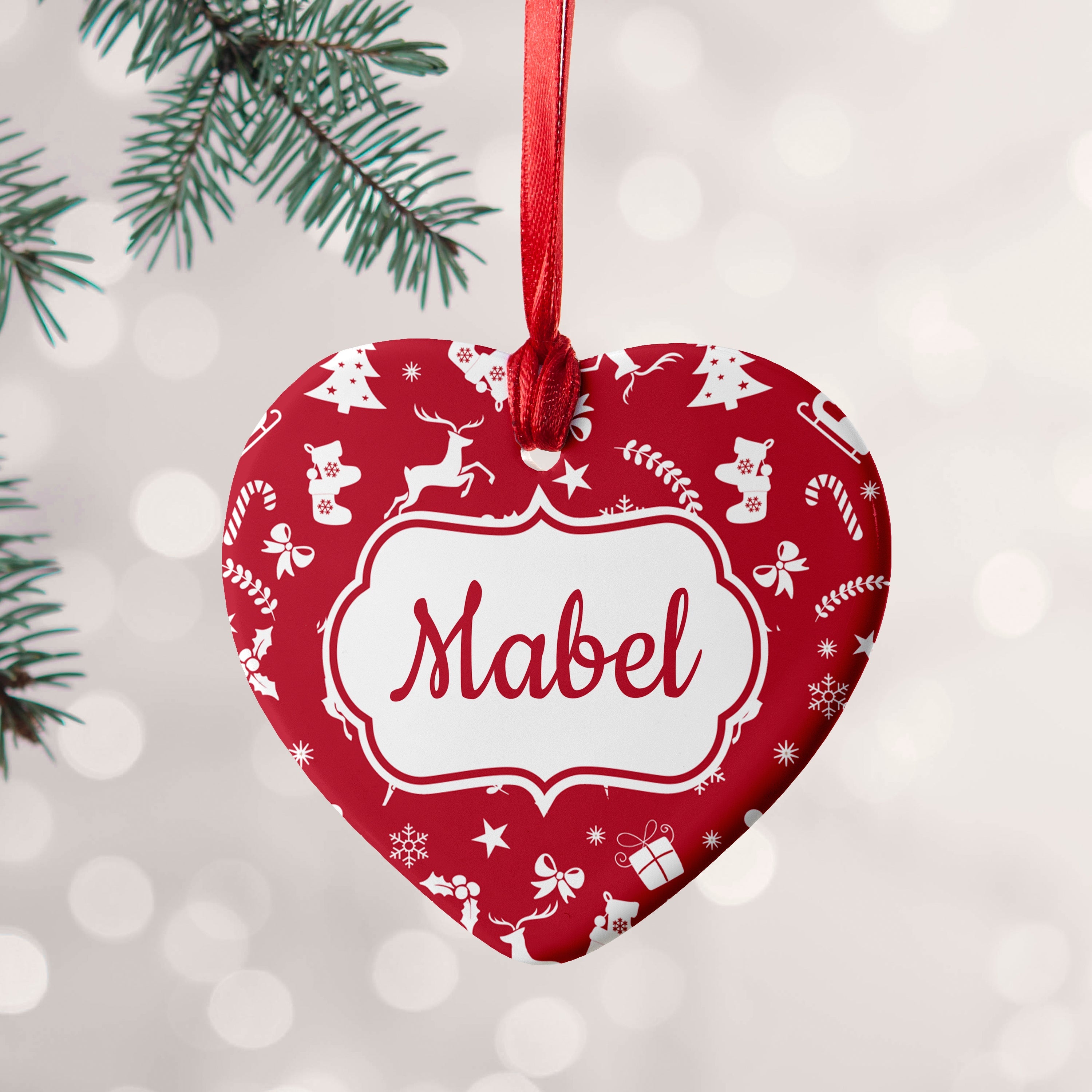 Personalised Personalised Festive Pattern Ceramic Decoration