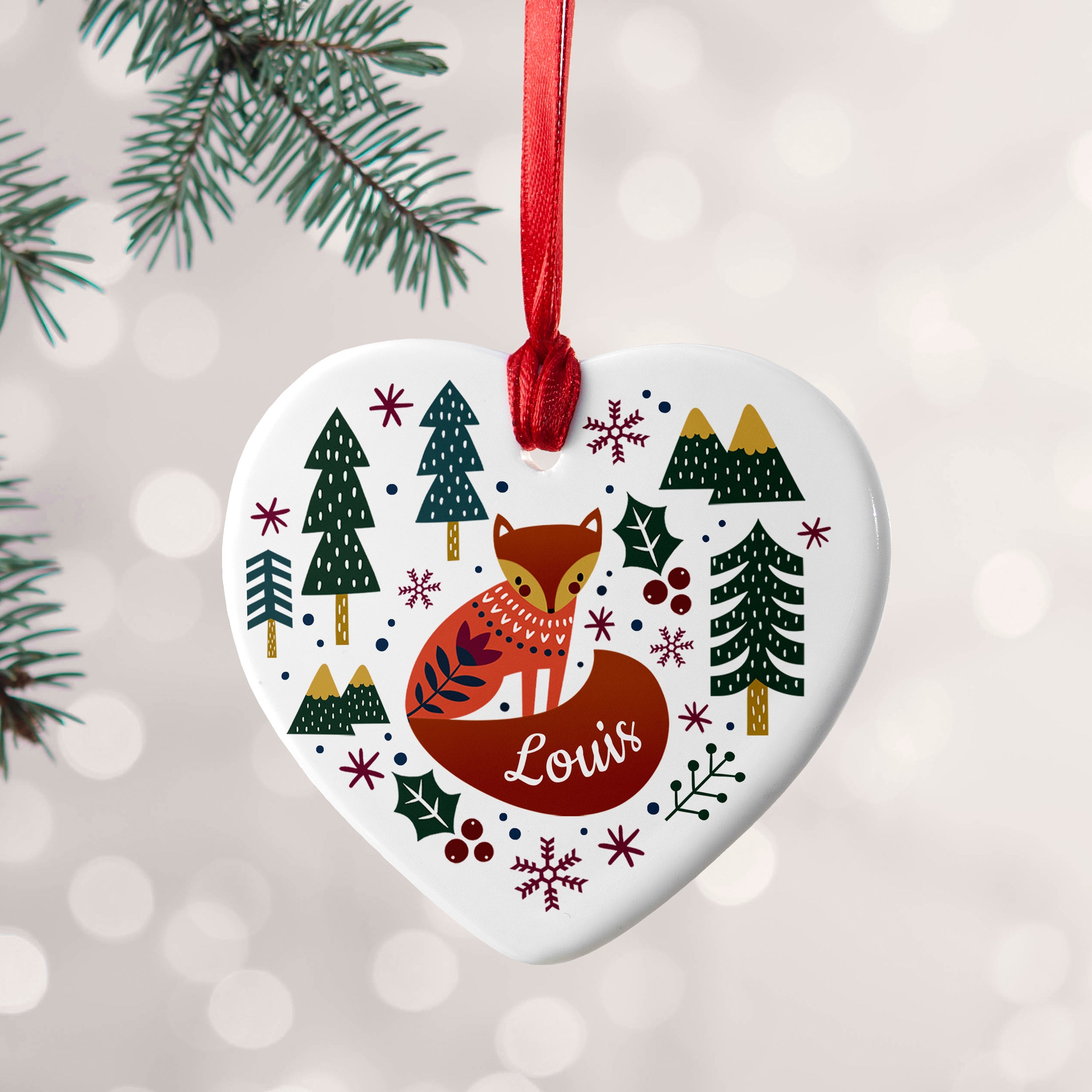 Personalised Personalised Scandi Fox Christmas Decoration