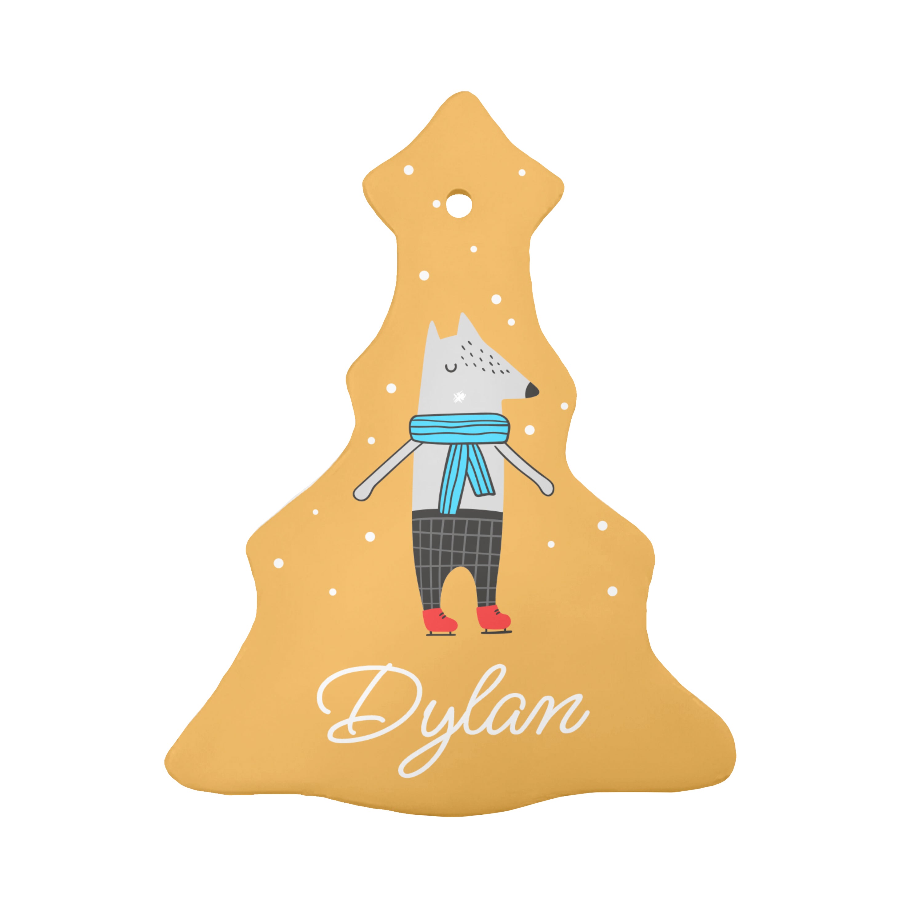 Personalised Personalised Winter Wolf Ceramic Decoration
