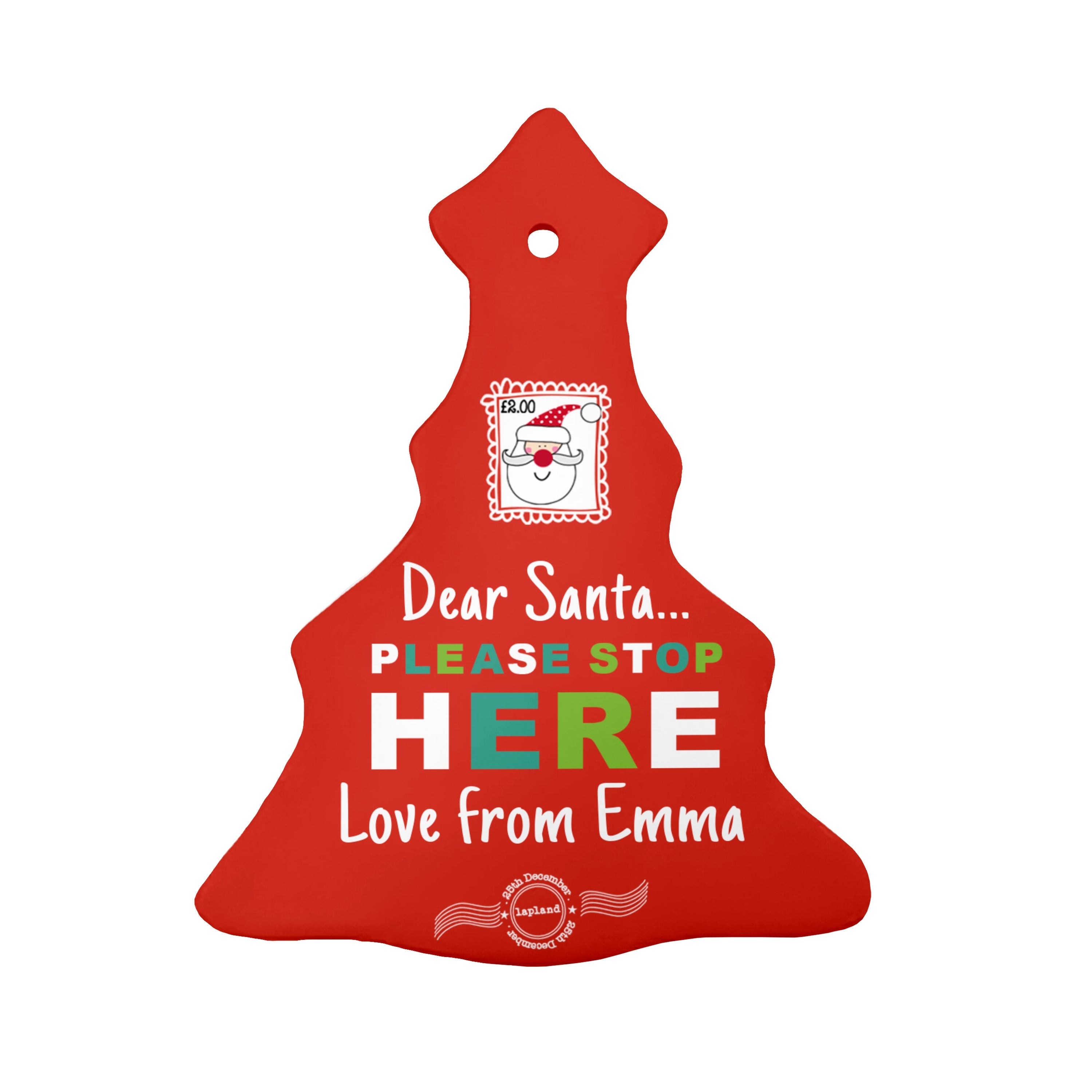 Personalised Personalised Dear Santa Christmas Decoration