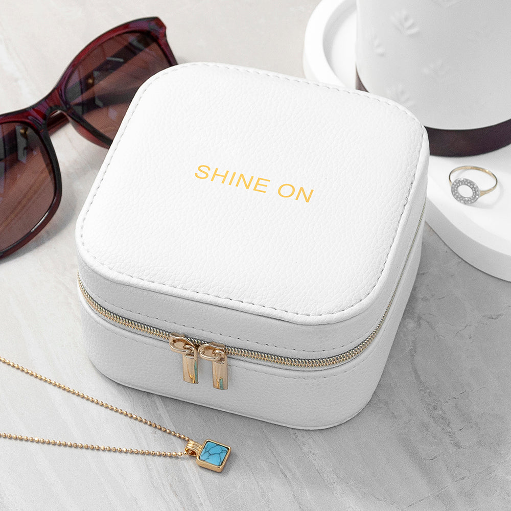 Personalised Personalised Bold Message White Travel Jewellery Case