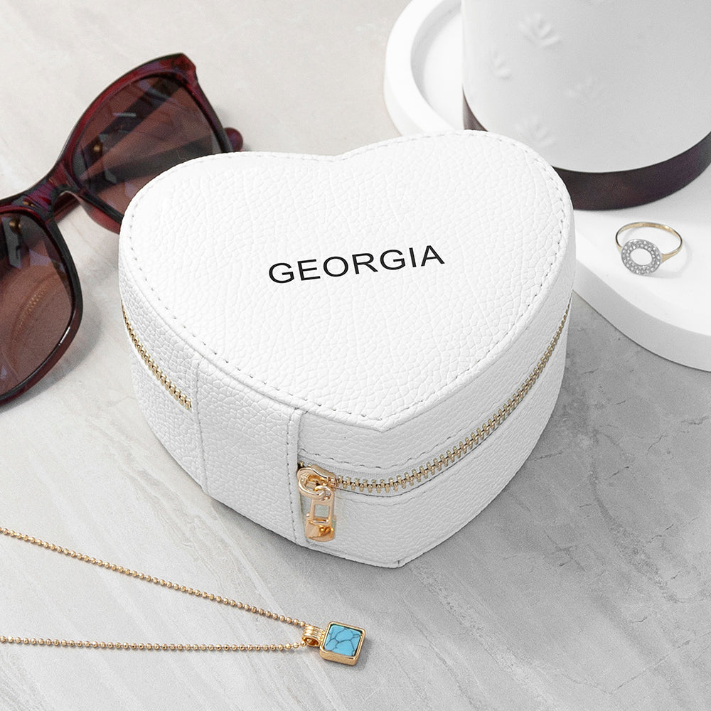 Personalised Personalised Bold Message White Heart Jewellery Case
