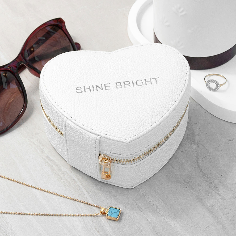 Personalised Personalised Bold Message White Heart Jewellery Case