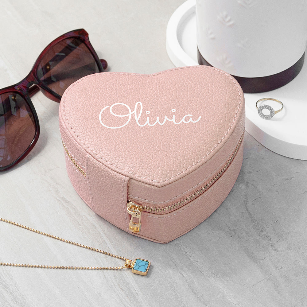 Personalised Personalised Pink Heart Jewellery Case