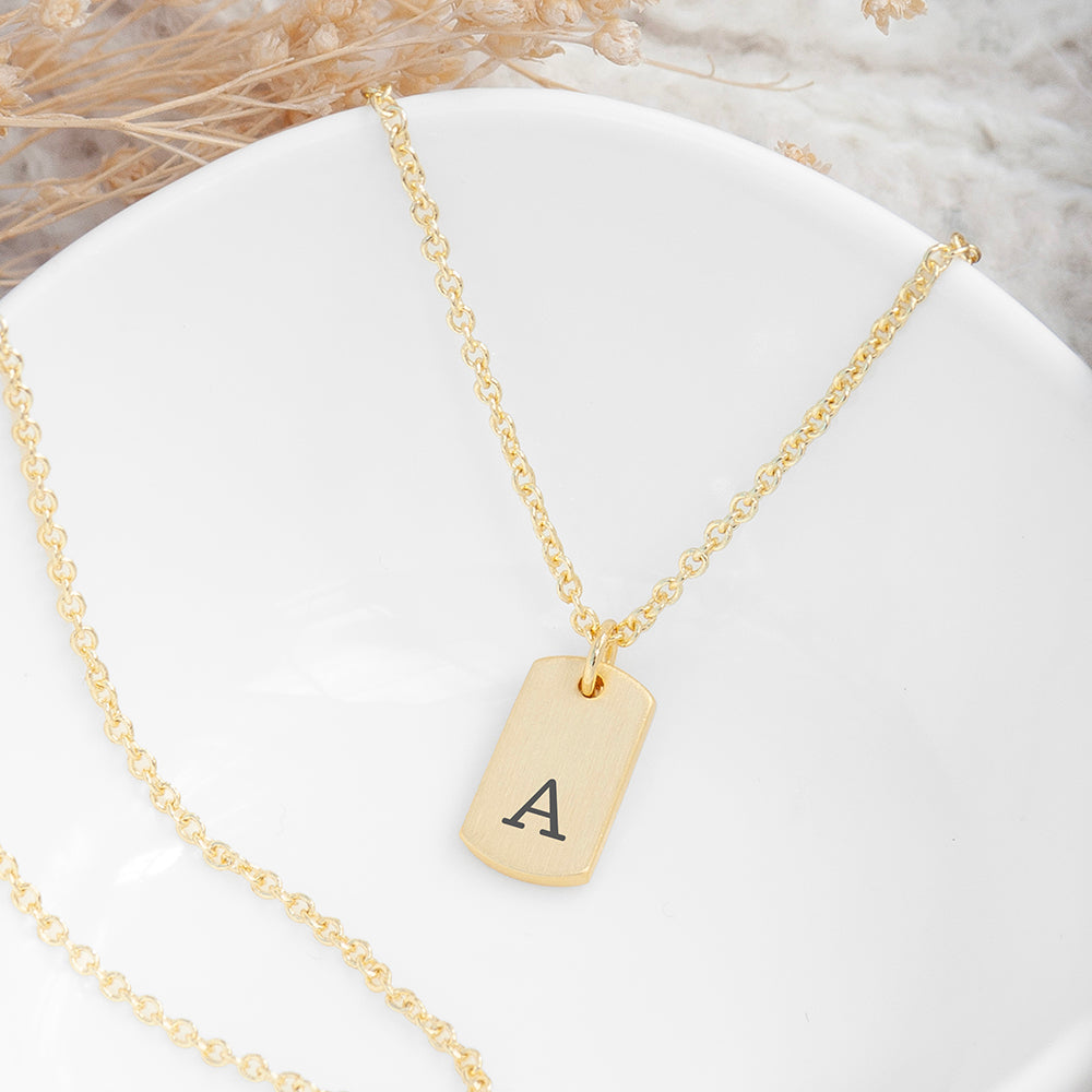 Personalised Personalised Gold Initial Tag Necklace