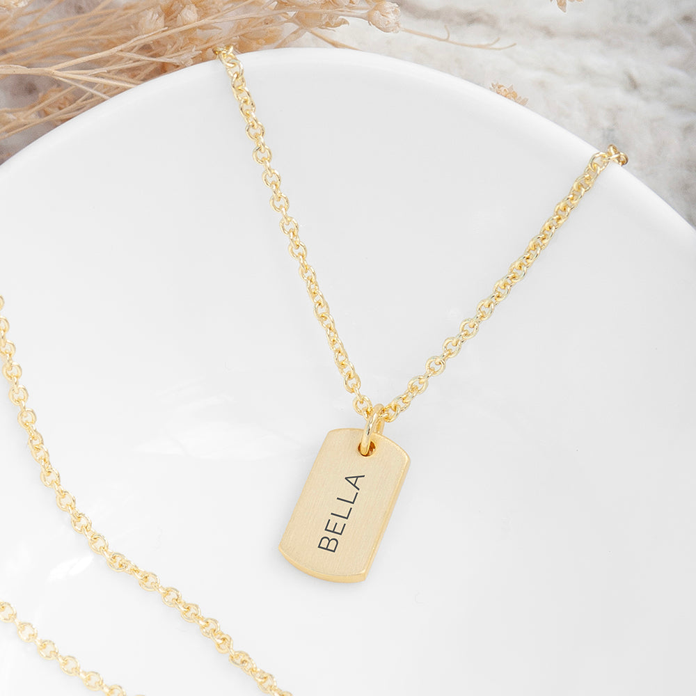 Personalised Personalised Gold Name Tag Necklace